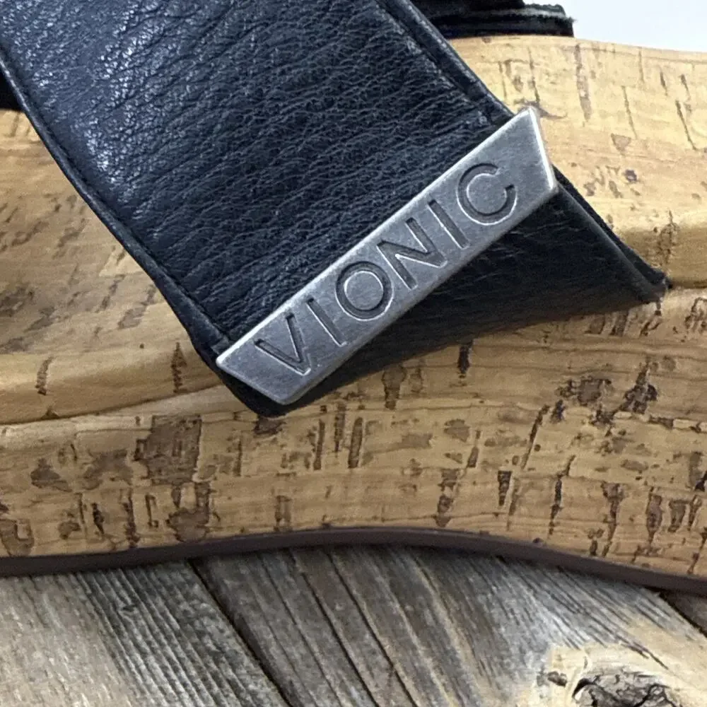 VIONIC Pepper Platform Wedge Sandals- Wide Strap/Black/Open Toe -Wmns Sz 9 Chrty